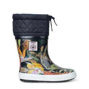 Danefæ AIGLE Thermo Rubber Boots Black Giboulee KEW GARDEN | Børn Gummistøvler | Sko