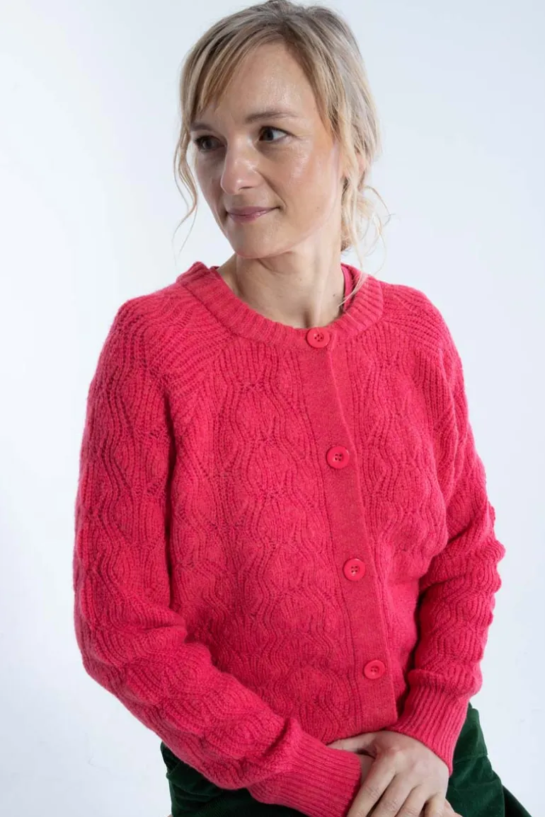 Danefæ Danadventure Wool Cardigan Power Pink | Dame Cardigan | Strik