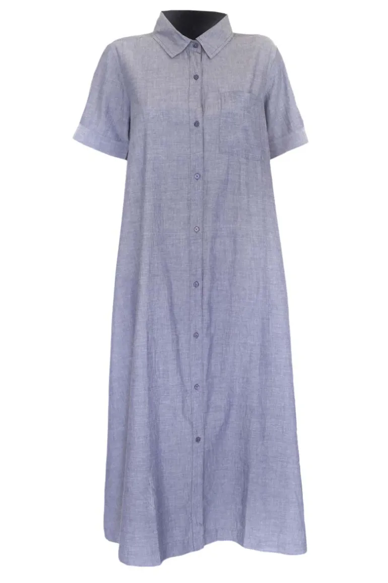 Danefæ Danapril SS Chambrey Dress - Denim blue | Dame Kjoler