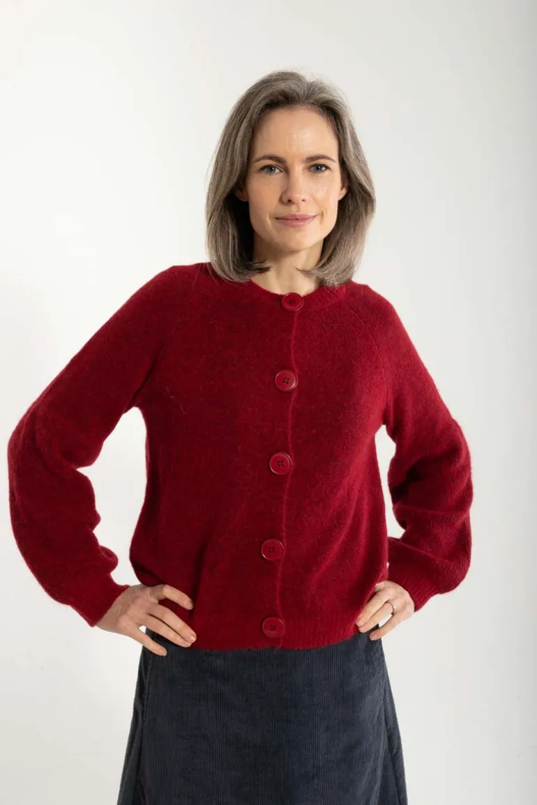 Danefæ Danarnaq Alpaca Cardigan Bordeaux | Dame Cardigan | Strik
