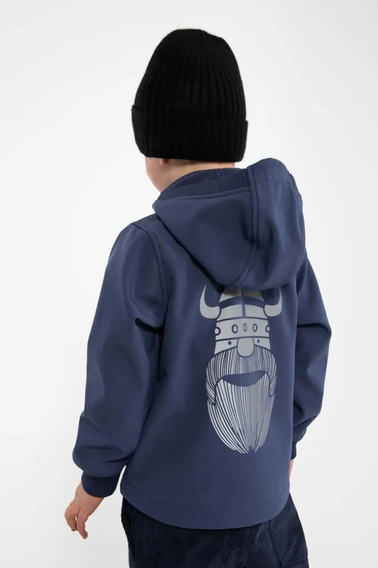 Danefæ Danebandit Softshell Grey Marine REFLECTIVE ERIK | Børn Softshelljakker