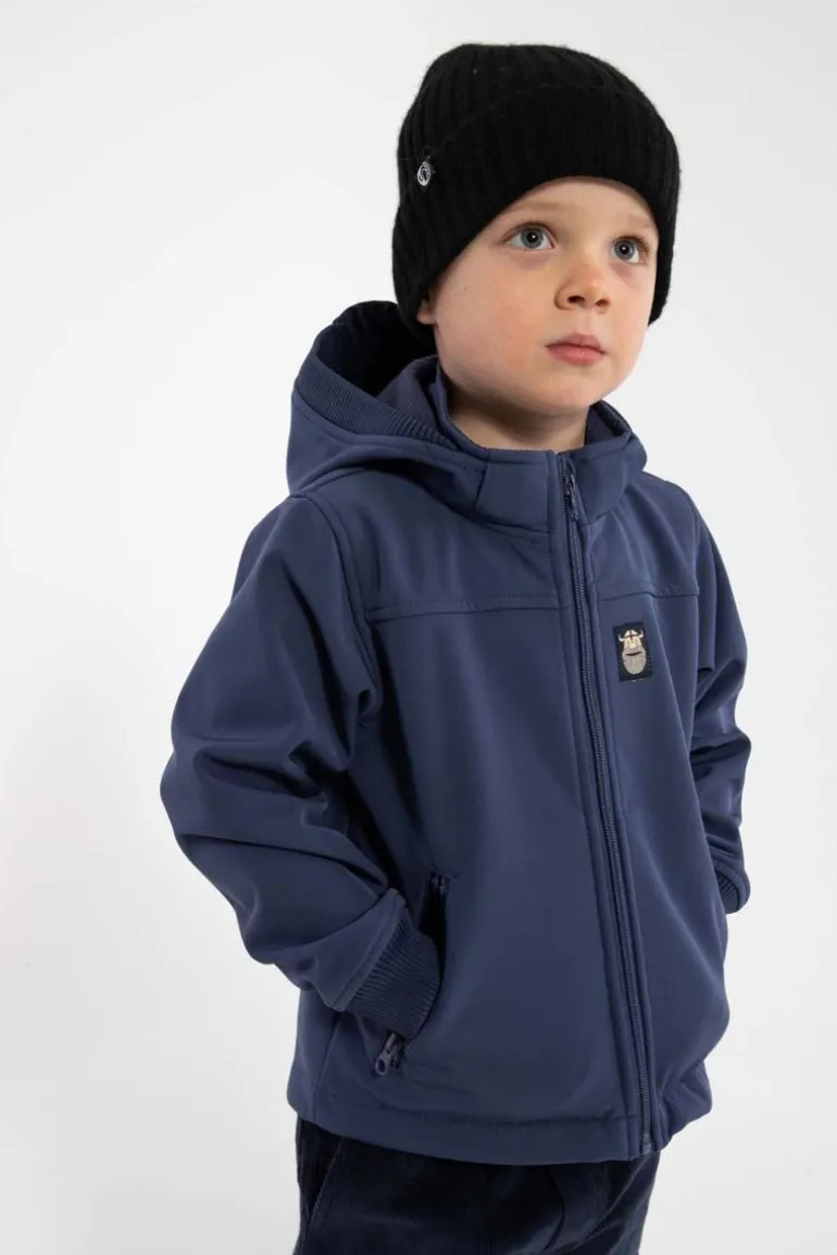 Danefæ Danebandit Softshell Grey Marine REFLECTIVE ERIK | Børn Softshelljakker