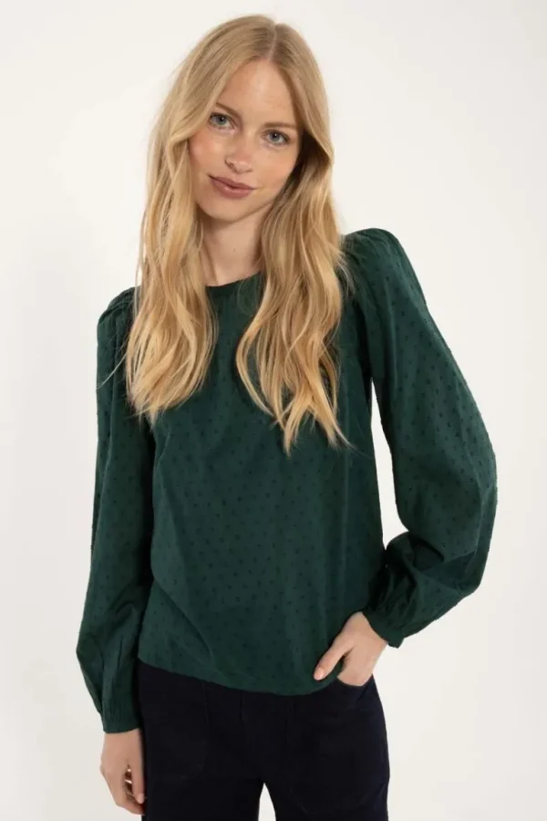 Danefæ Danebette Cotton Dot Shirt Dark Duck | Dame Skjorter