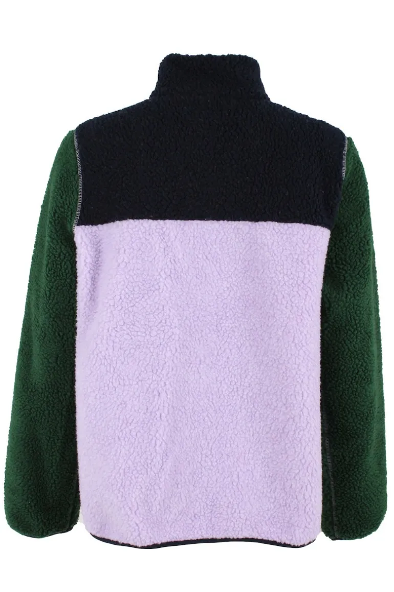 Danefæ Danebirk Fleece Zip-Up Dk Navy/Lt Viola/Dk Forrest | Dame Fleece