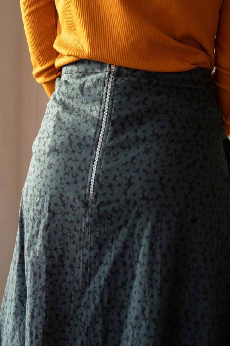 Danefæ Danebrava Poplin Skirt Dark Slate FLOWERY | Dame Nederdele