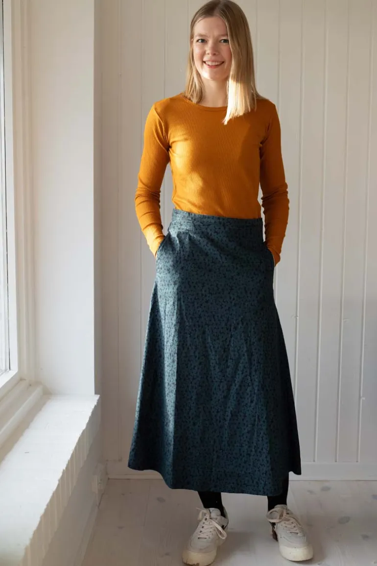 Danefæ Danebrava Poplin Skirt Dark Slate FLOWERY | Dame Nederdele