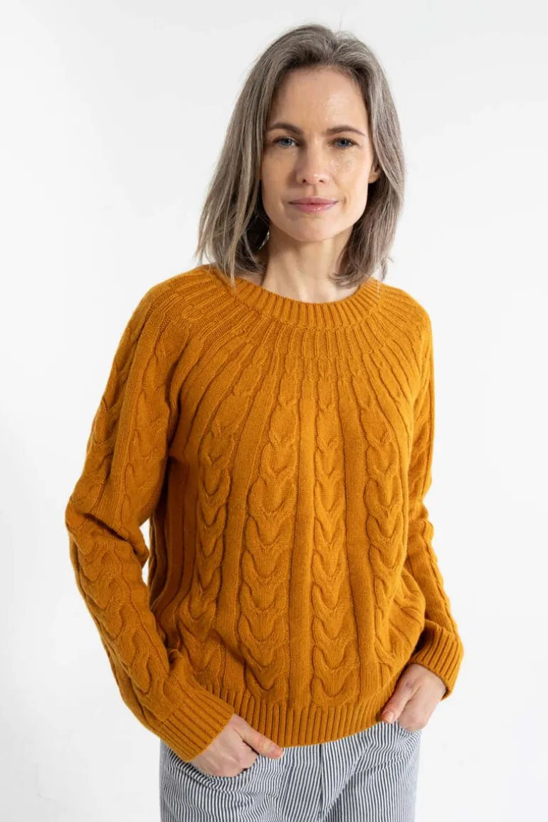 Danefæ Danecables Wool Sweater Golden Honey | Dame Strik