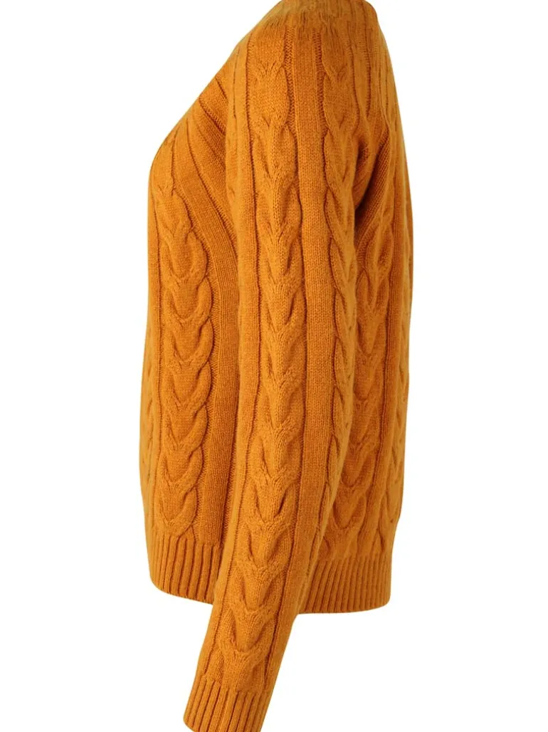 Danefæ Danecables Wool Sweater Golden Honey | Dame Strik