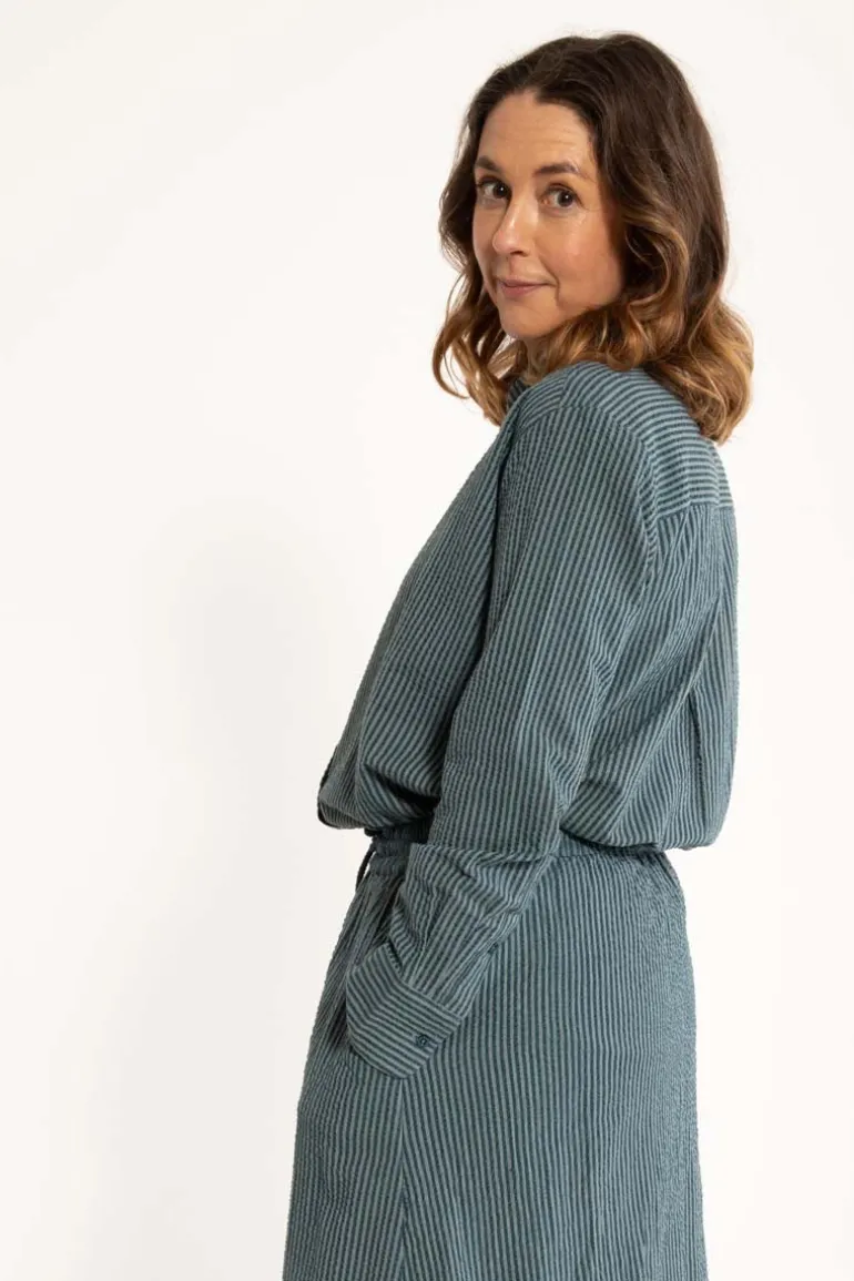 Danefæ Daneclassic Searsucker Shirt Dark Slate/Blue Grey | Dame Skjorter