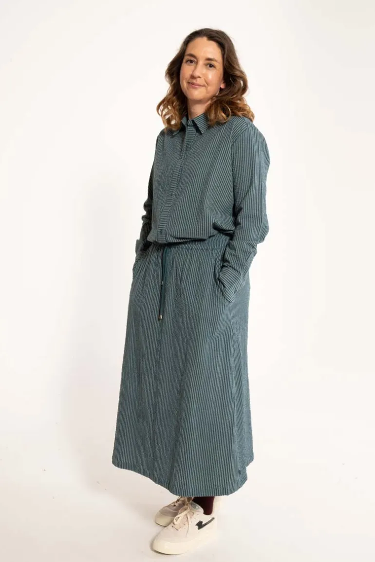 Danefæ Daneclassic Searsucker Shirt Dark Slate/Blue Grey | Dame Skjorter