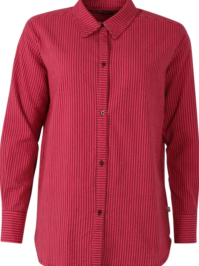 Danefæ Daneclassic Searsucker Shirt Dark Bordeaux/Power Pink | Dame Skjorter