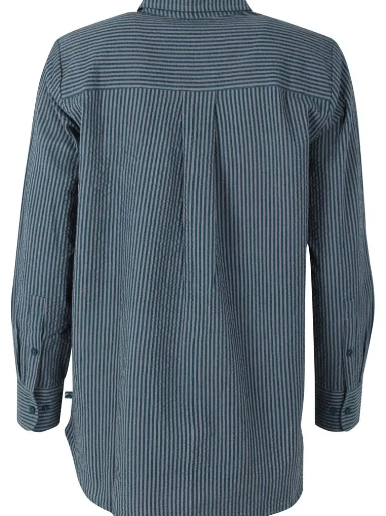 Danefæ Daneclassic Searsucker Shirt Dark Slate/Blue Grey | Dame Skjorter