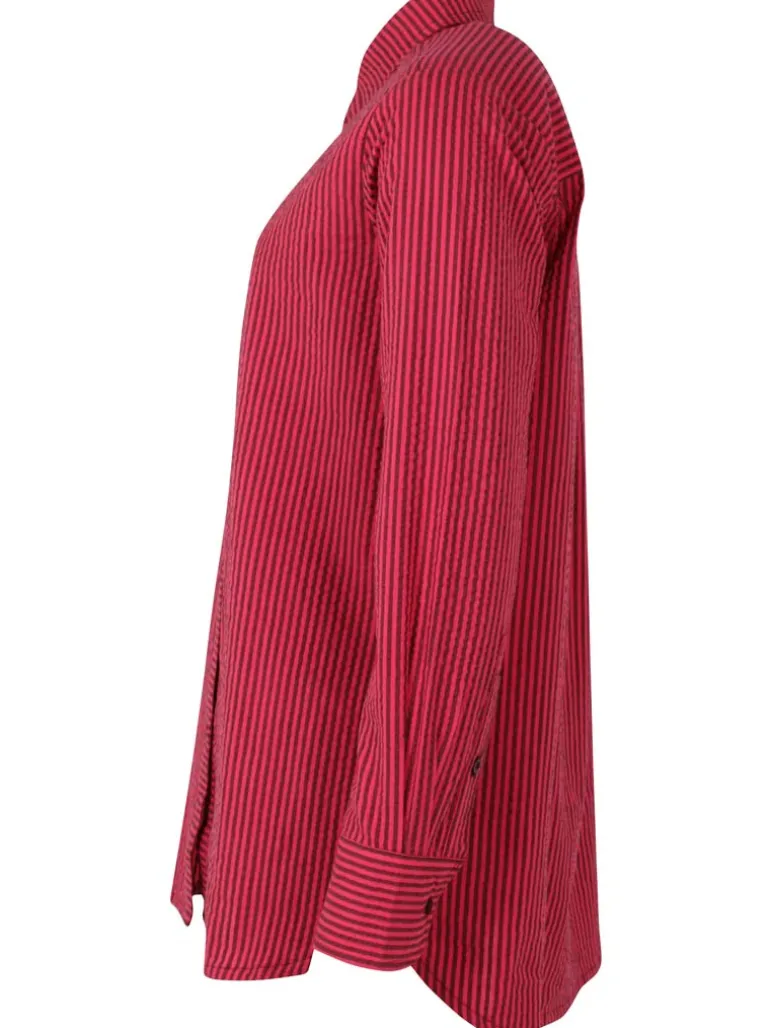 Danefæ Daneclassic Searsucker Shirt Dark Bordeaux/Power Pink | Dame Skjorter