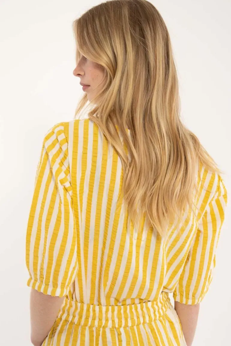 Danefæ Danecremant Searsucker Shirt Faded Yellow/Chalk | Dame Skjorter