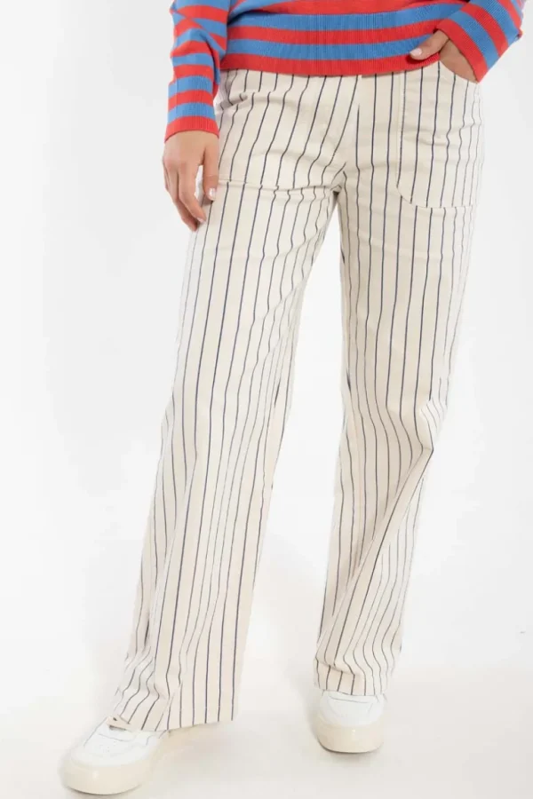 Danefæ Danedaisy Stretch Canvas Pants Chalk/Dk Navy | Dame Bukser