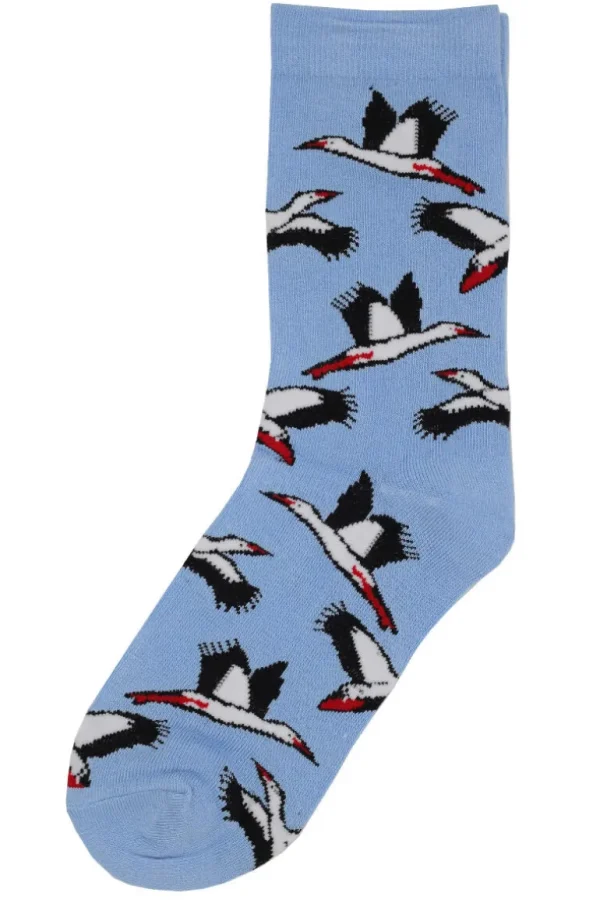Danefæ Danedanmark Ladies Socks Lt Blue STORKS | Dame Strømper