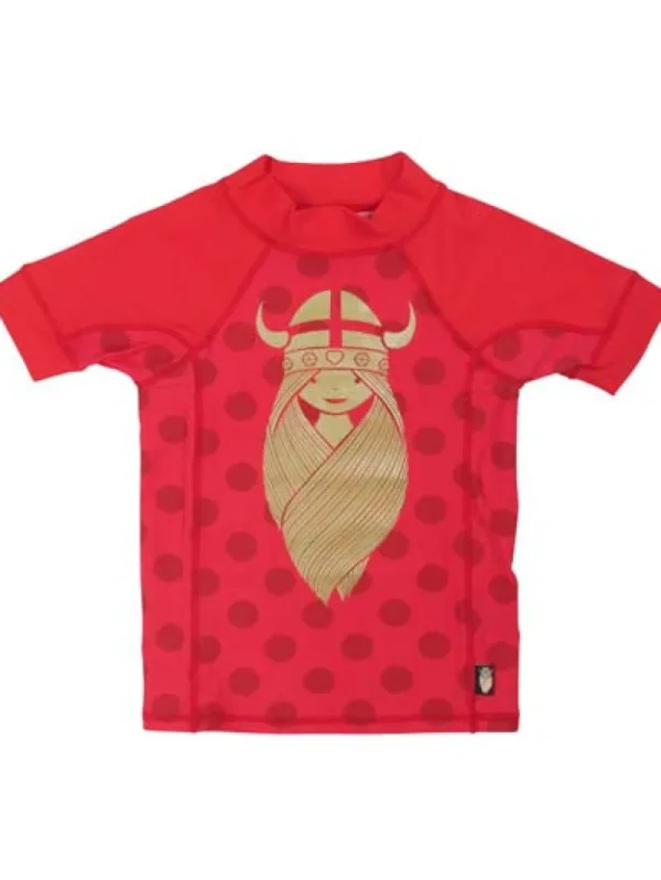 Danefæ Danehawaii Rashguard SS Red currant/ ox red FREJA | Børn Uv Badetøj