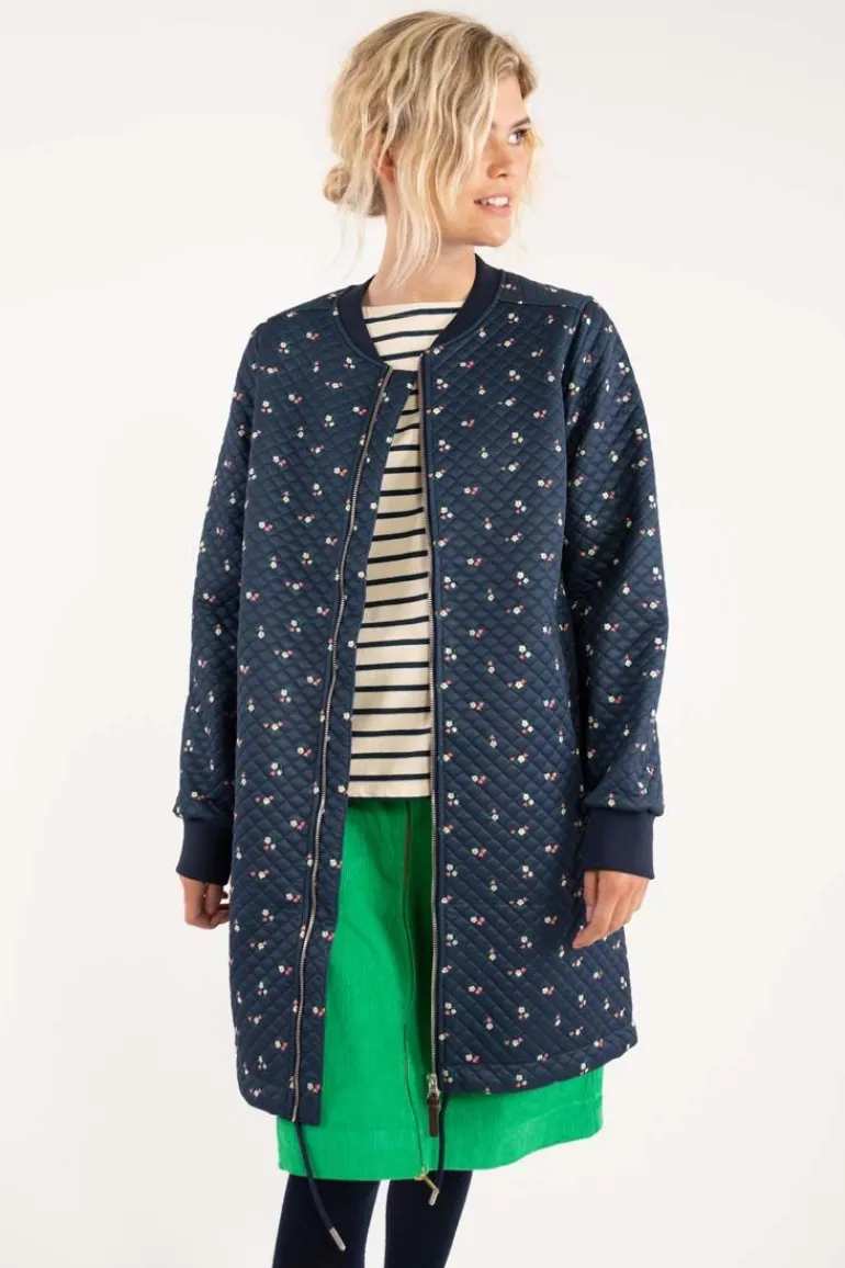 Danefæ Danehella Thermo Coat Navy MINI FLOWER | Dame Termotøj