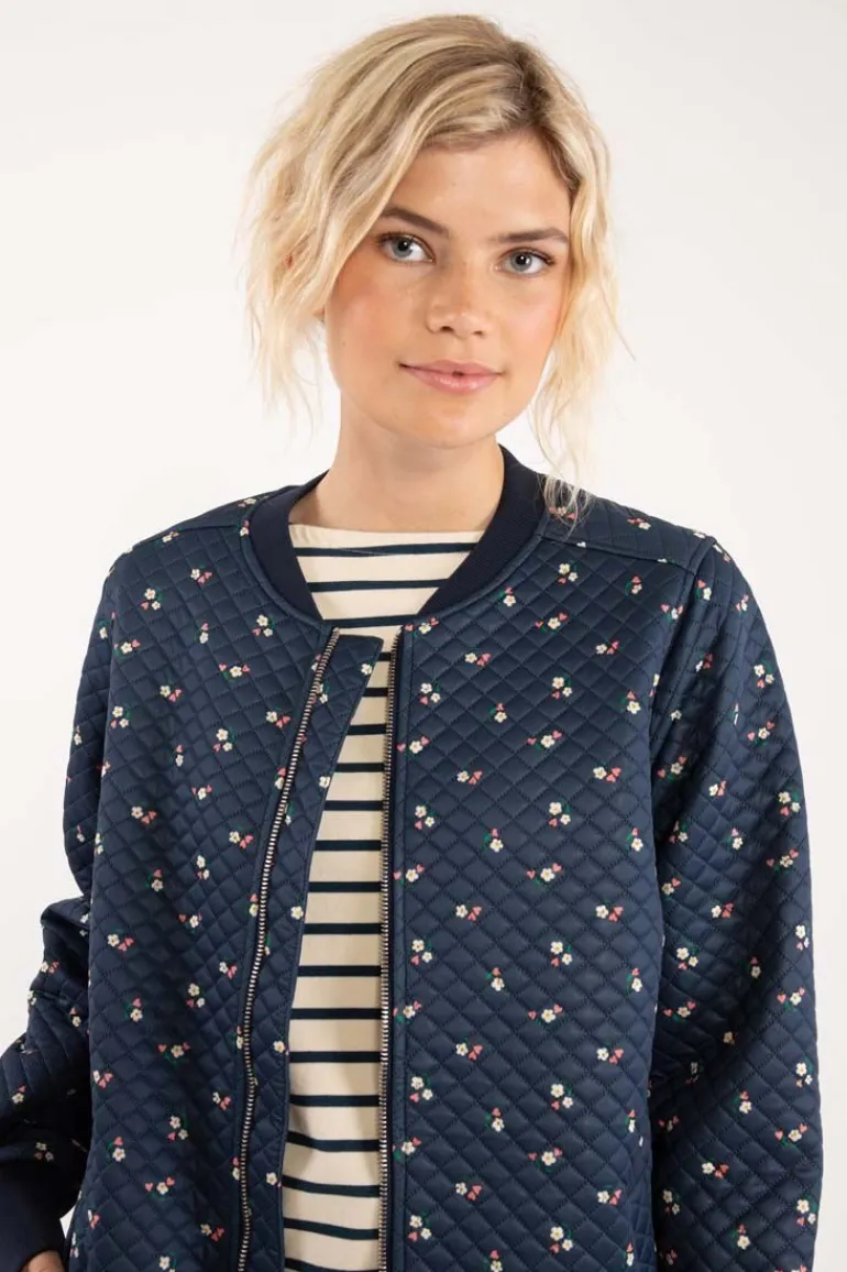 Danefæ Danehella Thermo Coat Navy MINI FLOWER | Dame Termotøj