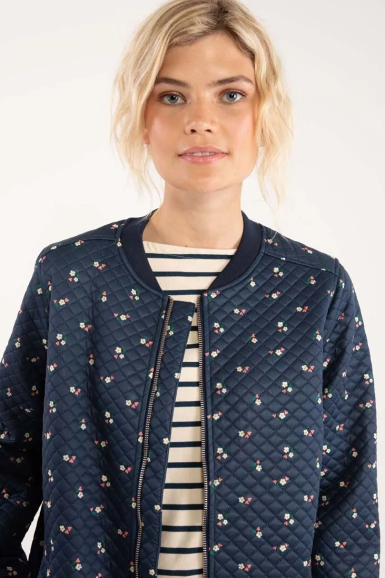 Danefæ Danehella Thermo Coat Navy MINI FLOWER | Dame Termotøj