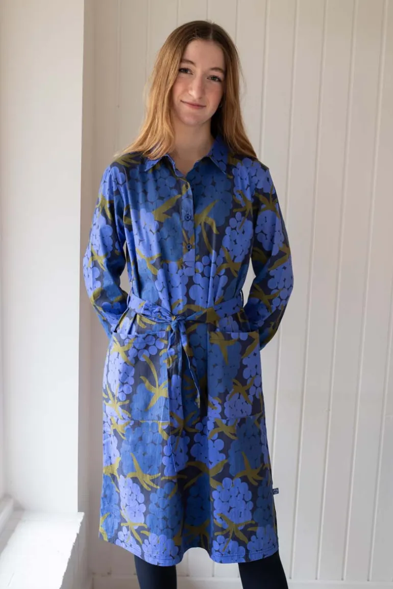 Danefæ Daneheritage Poplin Dress Deep Blue MAXIBERRY | Dame Kjoler