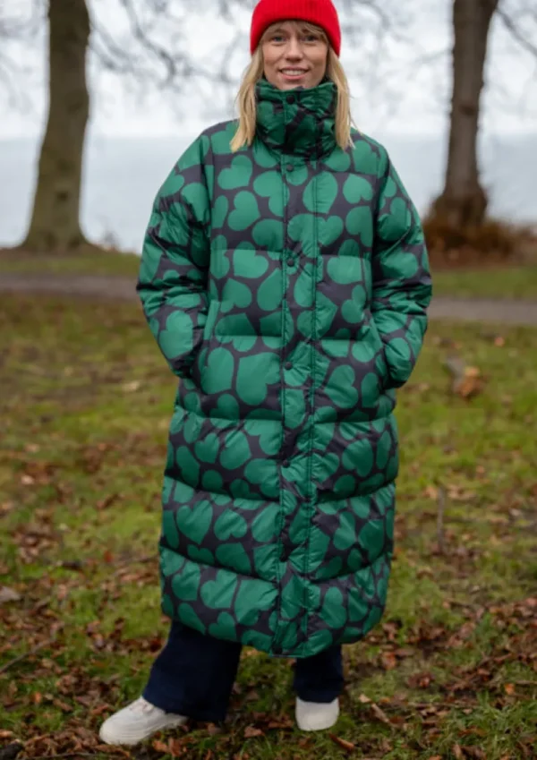 Danefæ Danelamb Puffer Coat Black/Dark Pine | Dame Vinterfrakker