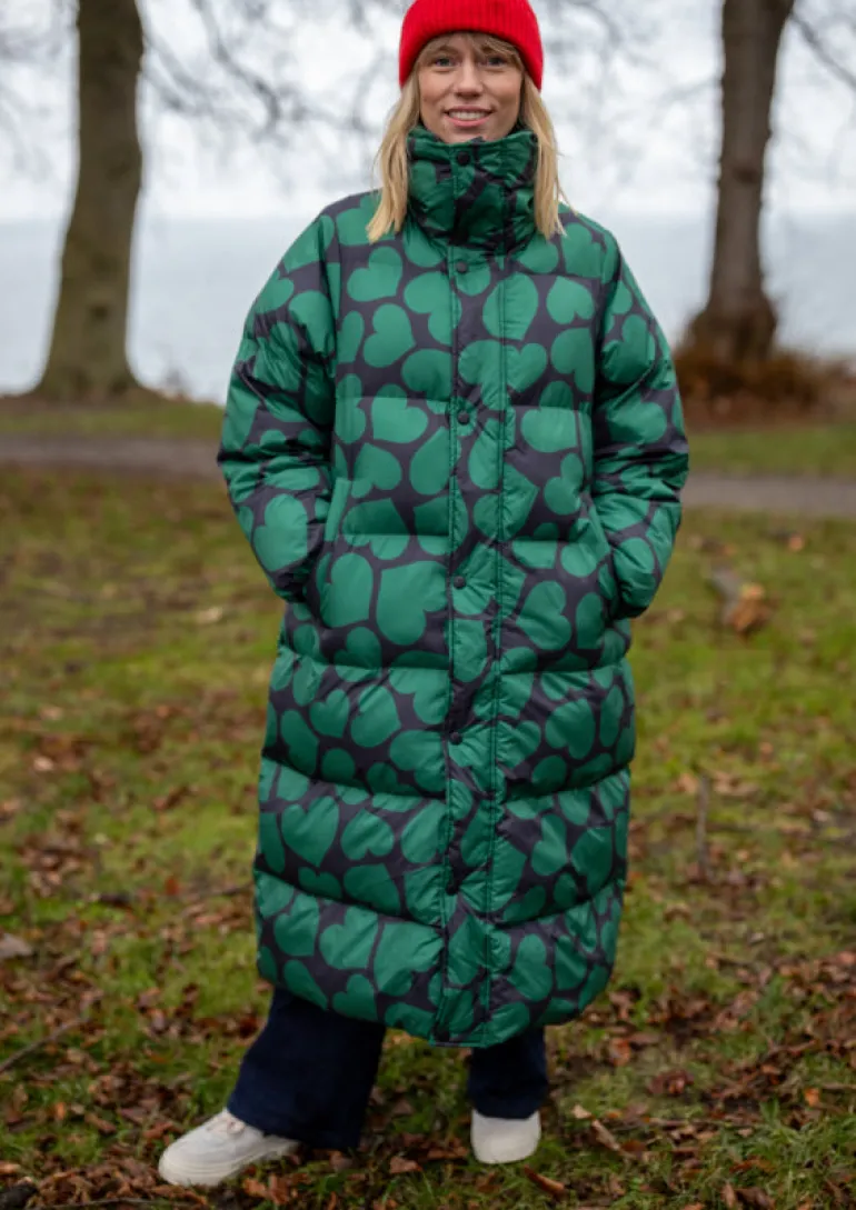 Danefæ Danelamb Puffer Coat Black/Dark Pine | Dame Vinterfrakker