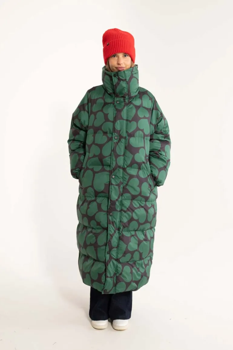 Danefæ Danelamb Puffer Coat Black/Dark Pine | Dame Vinterfrakker