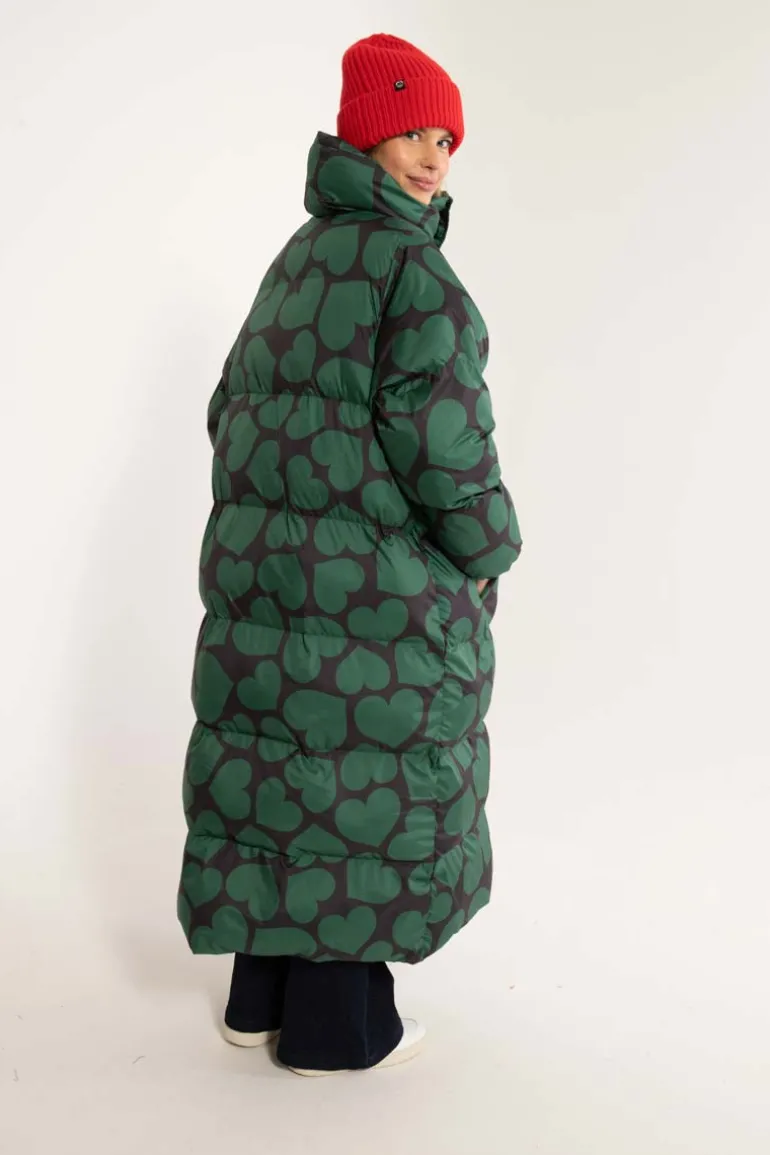 Danefæ Danelamb Puffer Coat Black/Dark Pine | Dame Vinterfrakker