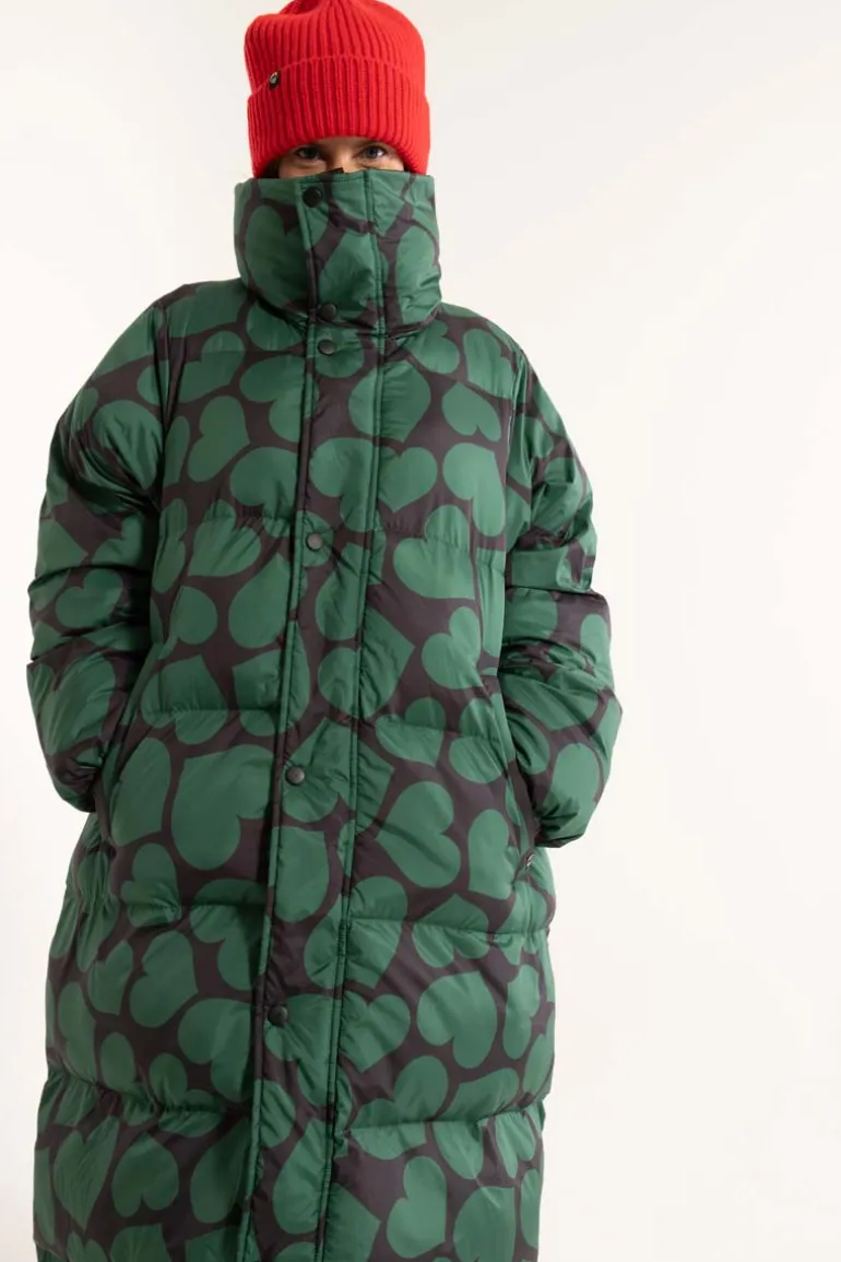 Danefæ Danelamb Puffer Coat Black/Dark Pine | Dame Vinterfrakker