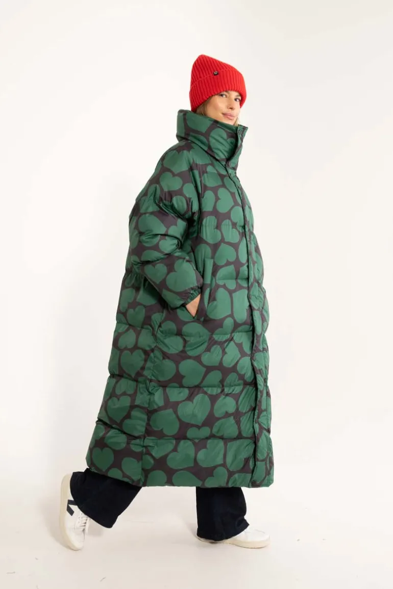 Danefæ Danelamb Puffer Coat Black/Dark Pine | Dame Vinterfrakker