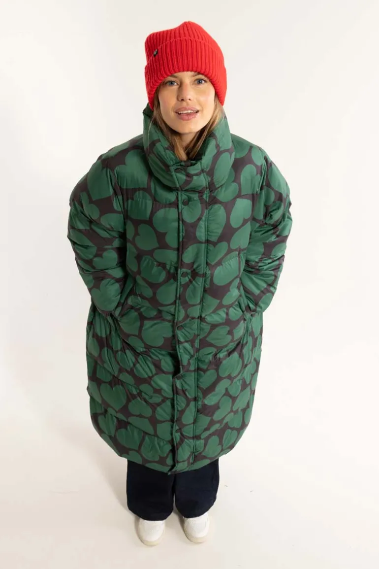 Danefæ Danelamb Puffer Coat Black/Dark Pine | Dame Vinterfrakker