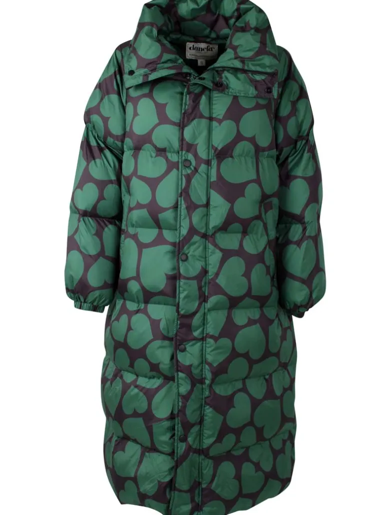 Danefæ Danelamb Puffer Coat Black/Dark Pine | Dame Vinterfrakker