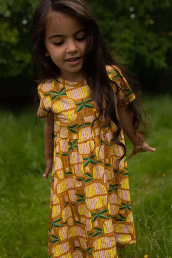 Danefæ Danelollipop Dress SS Yellow Mix GERMANITE | Børn Kjoler