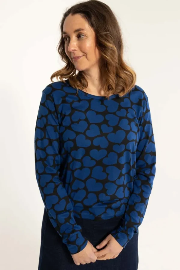 Danefæ Danelotte Heavy Interlock Tee Deep Blue HEARTTHROB | Dame Bluser