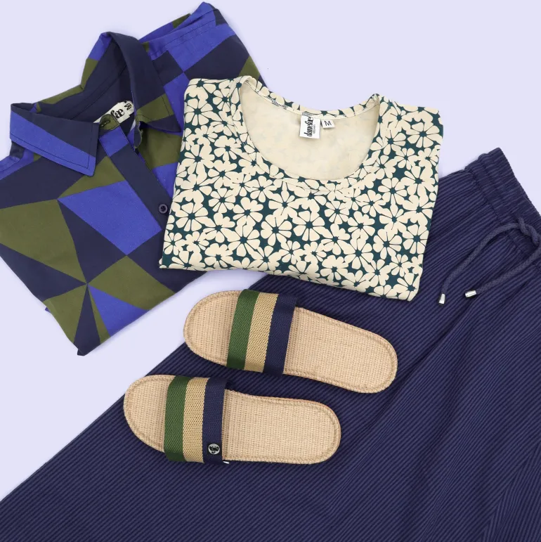 Danefæ Danelulu Slippers Army/Beige/Dk Navy | Dame Hjemmesko | Sandaler