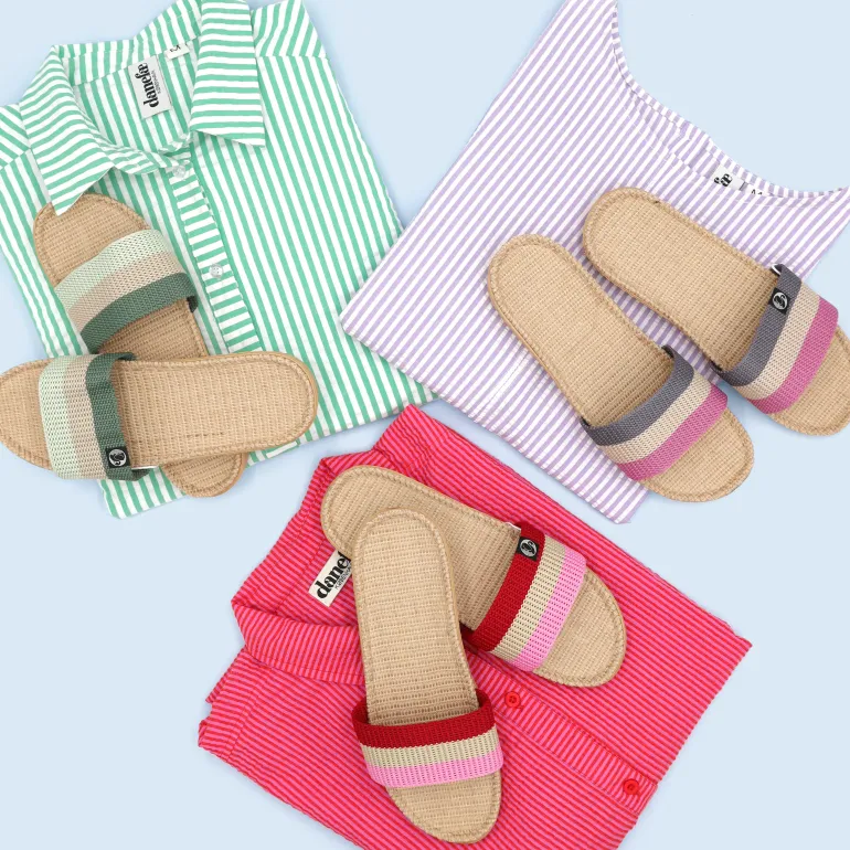 Danefæ Danelulu Slippers Lt Blue/Beige/Brown | Dame Sandaler | Hjemmesko