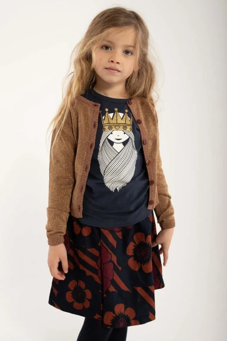 Danefæ Danemerle Cardigan Beige Rose w. Gold Glitter | Børn Strik