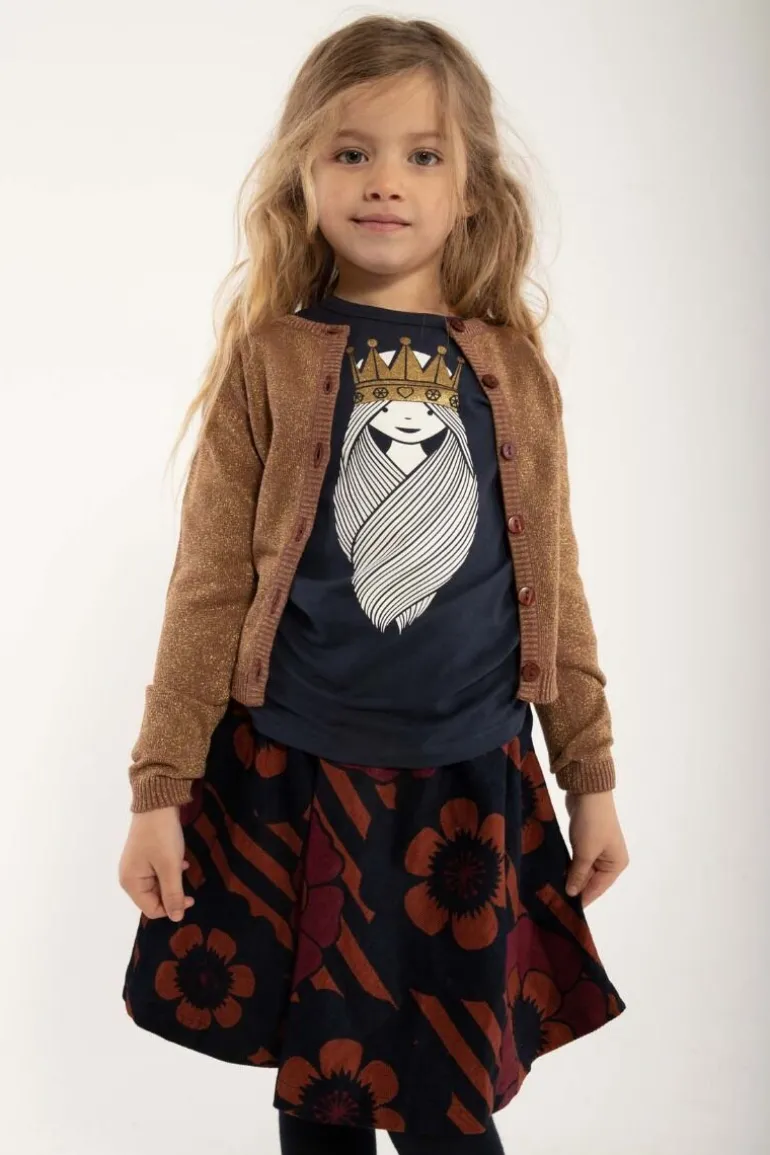 Danefæ Danemerle Cardigan Beige Rose w. Gold Glitter | Børn Strik