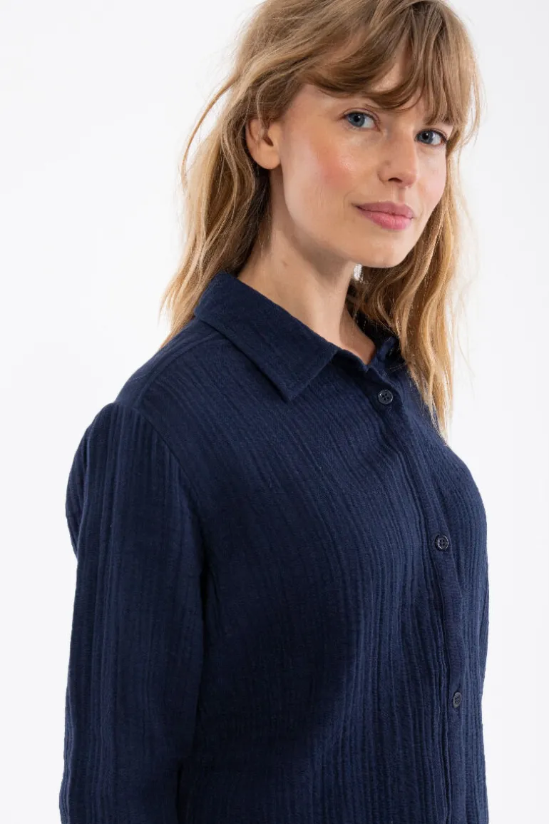 Danefæ Danenovember Heavy Cloth Shirt Dark Navy | Dame Skjorter