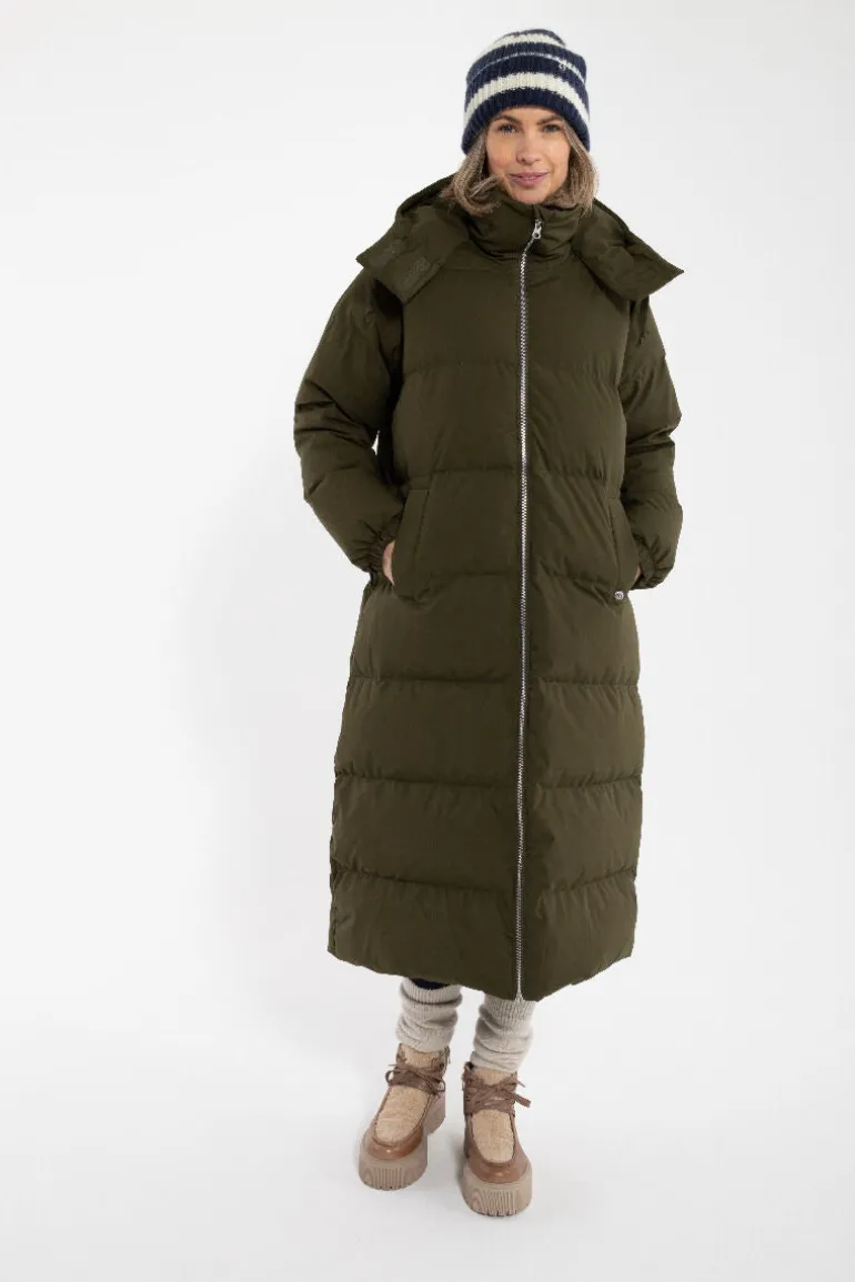 Danefæ Danepuffin Down Winter Coat Warm Khaki | Dame Vinterfrakker