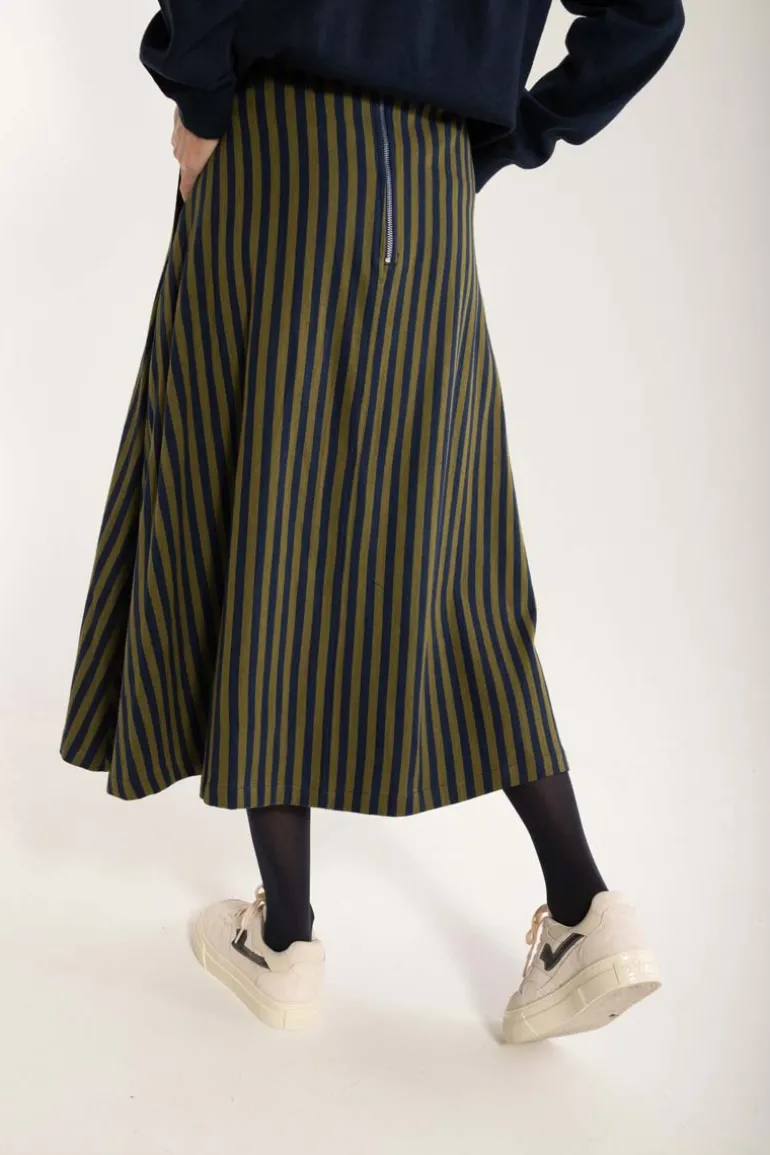 Danefæ Daneradisse Light Canvas Skirt Dark Navy/Olive | Dame Nederdele