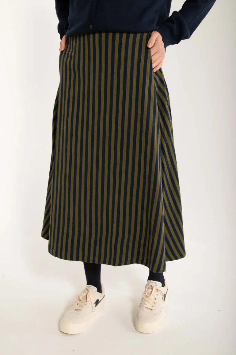Danefæ Daneradisse Light Canvas Skirt Dark Navy/Olive | Dame Nederdele