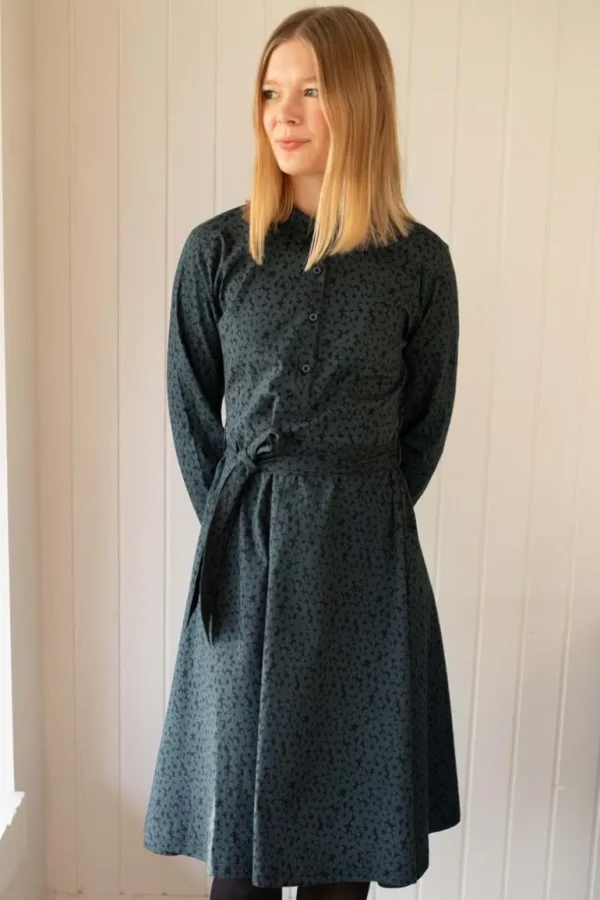 Danefæ Daneribe Poplin Dress Dark Slate FLOWERY | Dame Kjoler