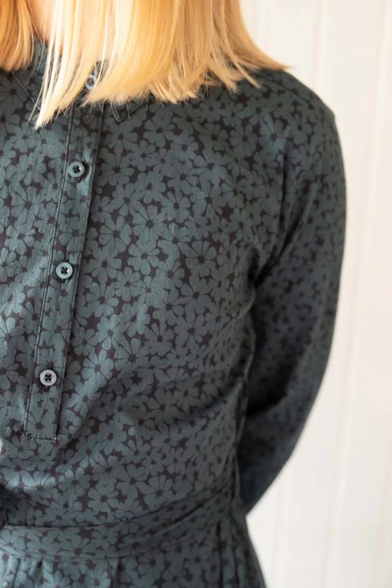 Danefæ Daneribe Poplin Dress Dark Slate FLOWERY | Dame Kjoler