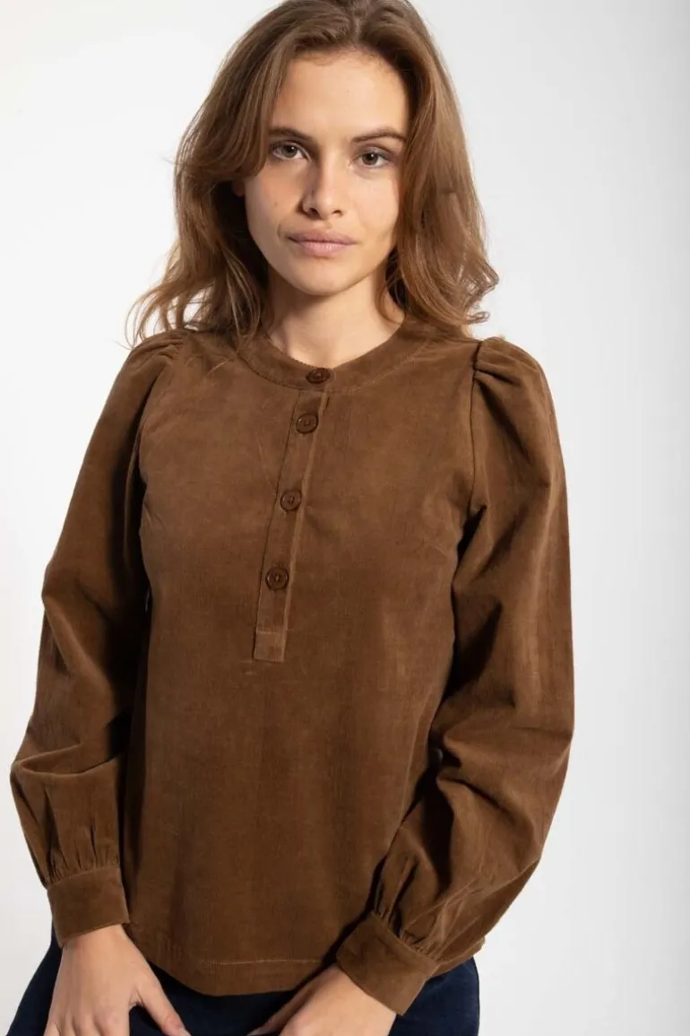 Danefæ Danesanna Cord Stretch Shirt Brown Beige | Dame Skjorter