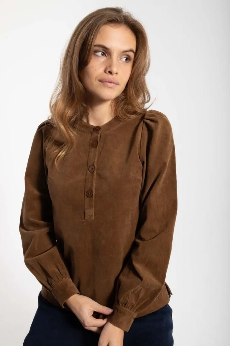 Danefæ Danesanna Cord Stretch Shirt Brown Beige | Dame Skjorter