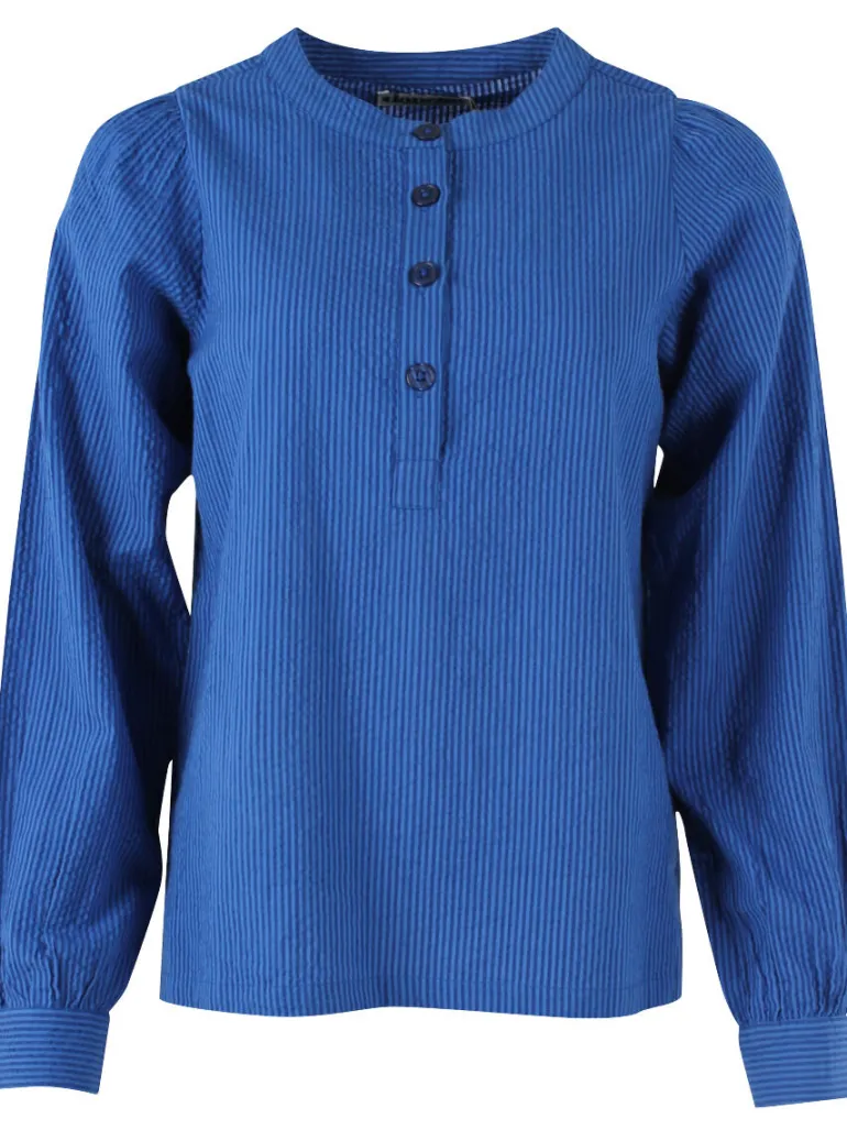 Danefæ Danesanna Searsucker Shirt Deep Marine/Klein Blue | Dame Skjorter