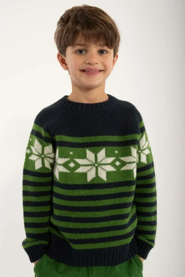 Danefæ Daneslalom Sweater Dk Navy/Fall Jungle/Chalk | Børn Uld | Strik