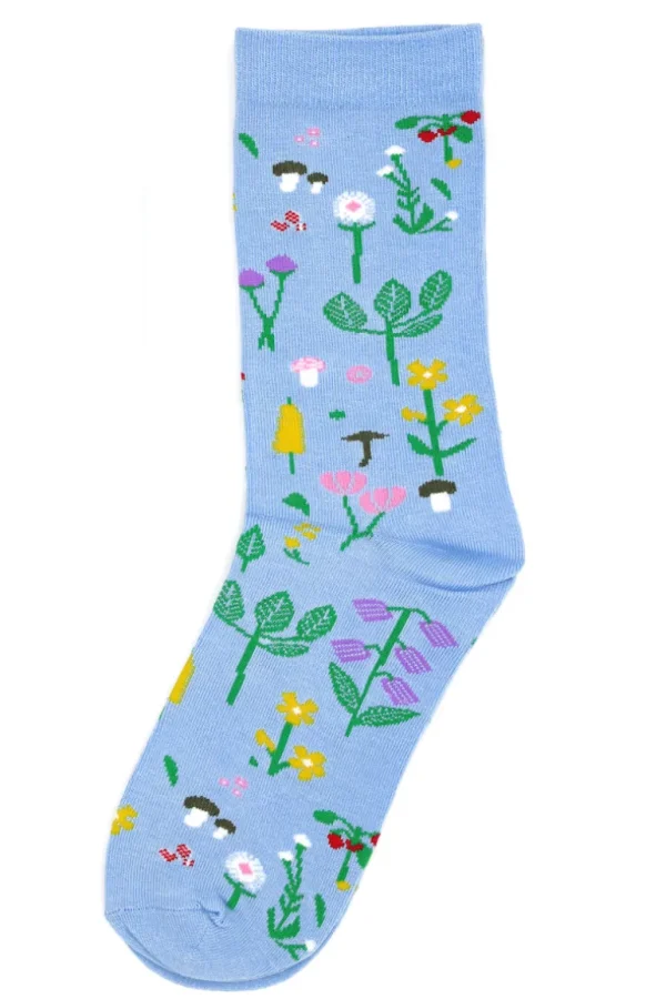 Danefæ Danewalk with me Socks Light Blue BOTANICAL | Dame Strømper